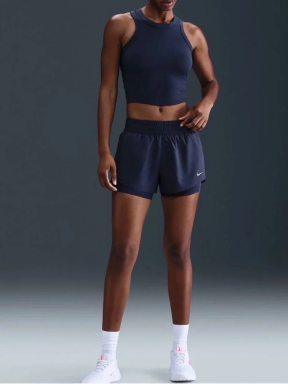 Nike One Women’s Fitted Dri-Fit Cropped Tank Top - Navy - XL
